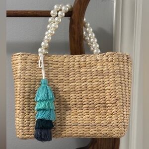 Pearl Beaded Straw Bag
